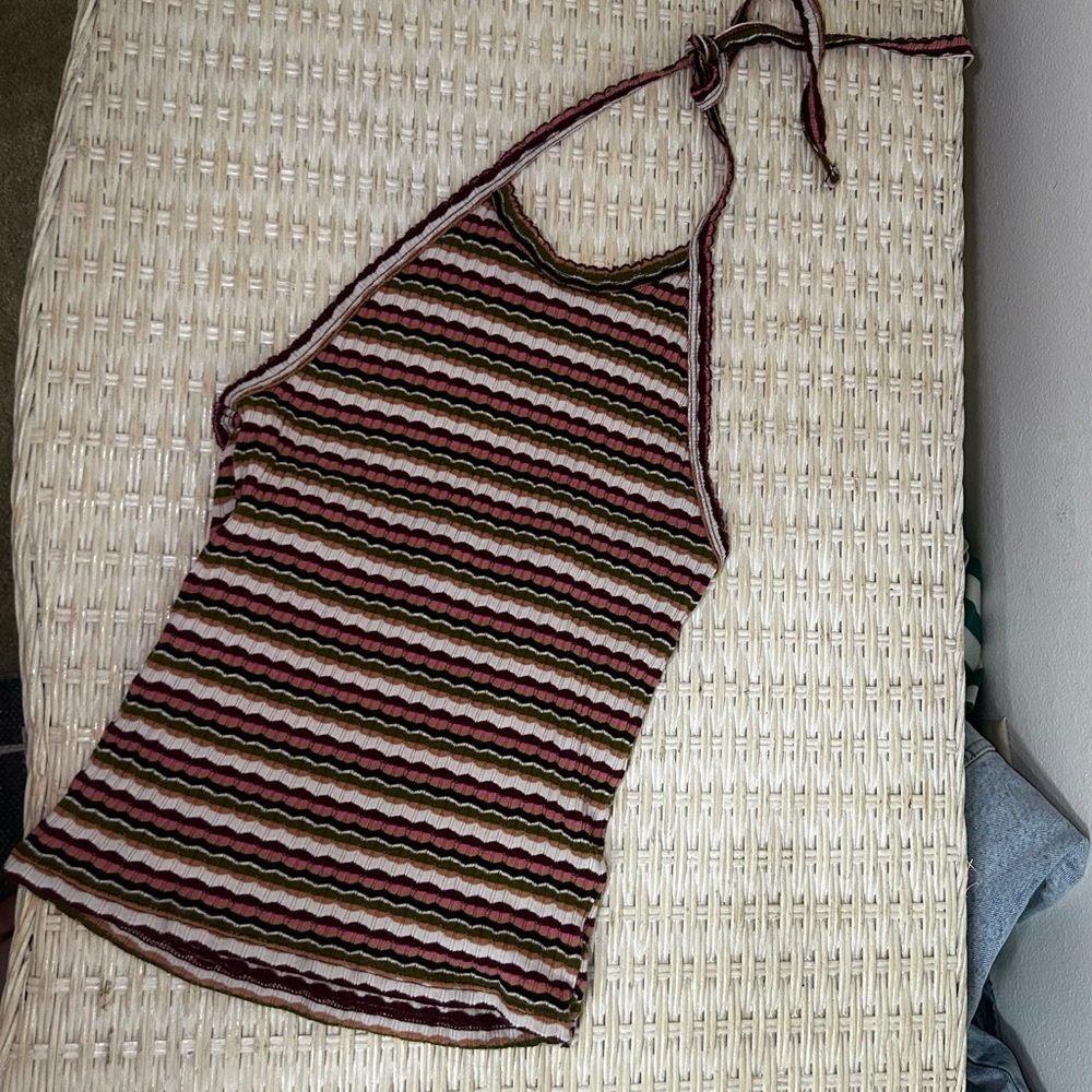 American Eagle striped halter neck tank top